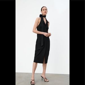 ZARA BLACK HALTER DRESS SIZE L
